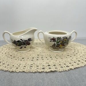 Vintage 1955 J & G Meakin Welcome Home Sugar & Creamer Set England Missing Lid